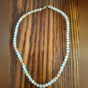 Necklace Citrine 6mm Natural Stone Beads 20" Sterling Silver Handmade